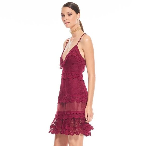 Talulah Deep red wine cocktail dress size L - Picture 14 of 15